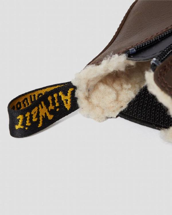 Dr Martens Dětské Chelsea Boty Toddler Fur-lined 2976 Leonore Tmavě Hnědé, CZ-475129